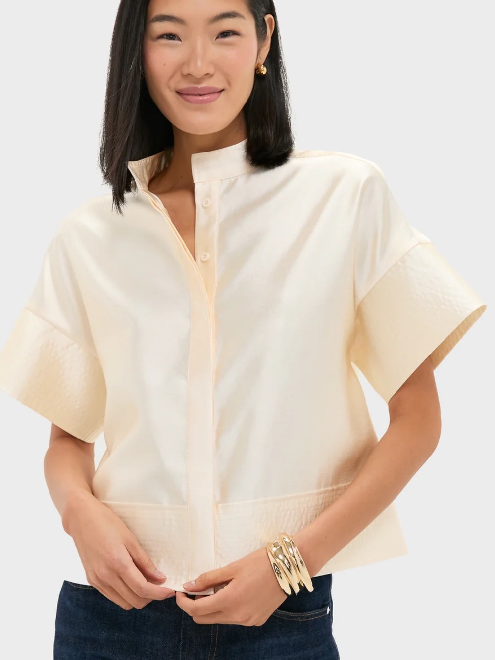Tuckernuck Pearl Dupioni Trapunto Stitch Sofia Shirt